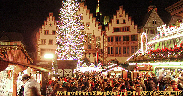 Weihnachtsmarkt-Reisen Frankfurt Main 2024 2025 Hessen. Frankfurter Weihnachtsmrkte am Rmer und Rmerberg, an der Paulskirche und am Flughafen.